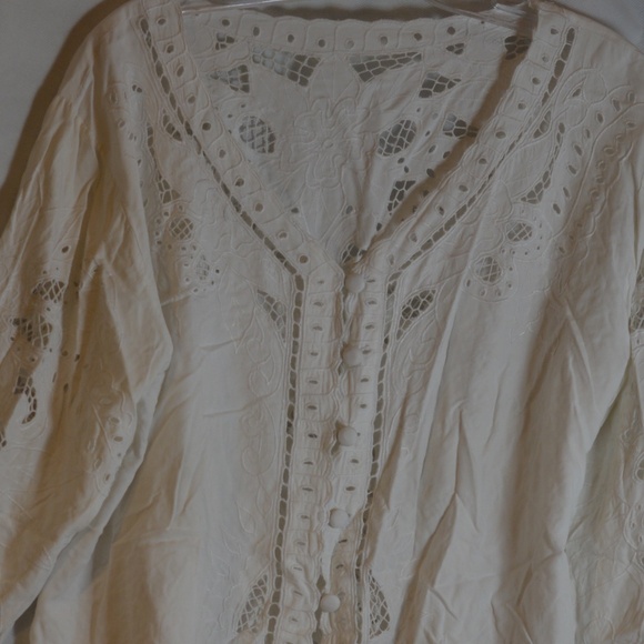 WHITE EYELET Embroidered XL White Skirt Jacket by YaYa - Picture 7 of 15